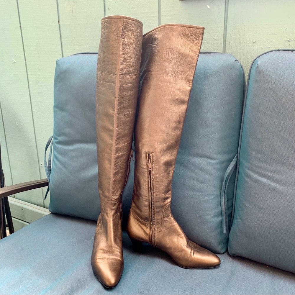 Chanel Vtg Copper/ gold color boots Sz 6 1/2 eu 37